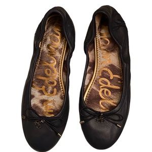 Sam Edelman Felicia Leather Ballet Flats Black Color Size 4 - EUC